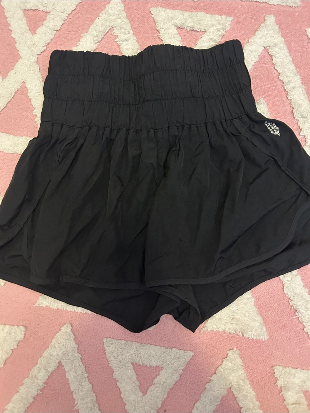 FP Movement by Free People Black Athletic Shorts with Smocked Waist